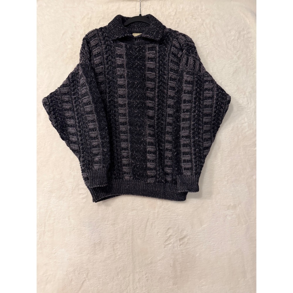 Carraig Donn Ireland Wool Sweater Mens Large Gray Cable Knit Polo Pullover